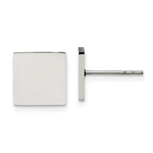 White Stainless Steel Earring Button Women'S 9 mm Polished Square Post Earrings
