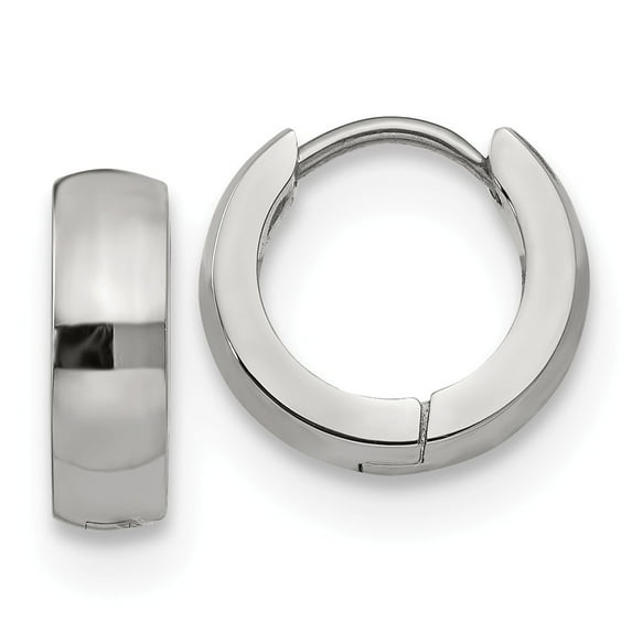 White Stainless Steel Earring Hinged Huggie Women'S 13 mm