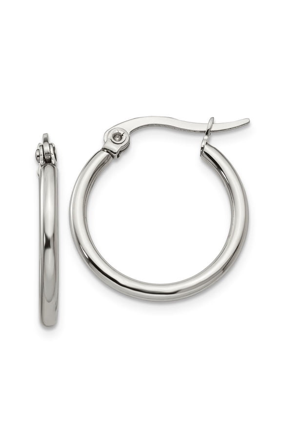 White Stainless Steel Earring Hoop Women'S 18 mm 2