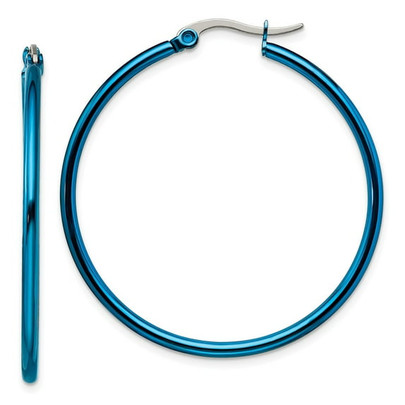 White Stainless Steel Earring Hoop Women'S 34 mm 2