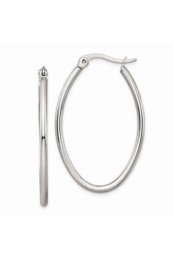 White Stainless Steel Earring Hoop Women'S 35 mm 2