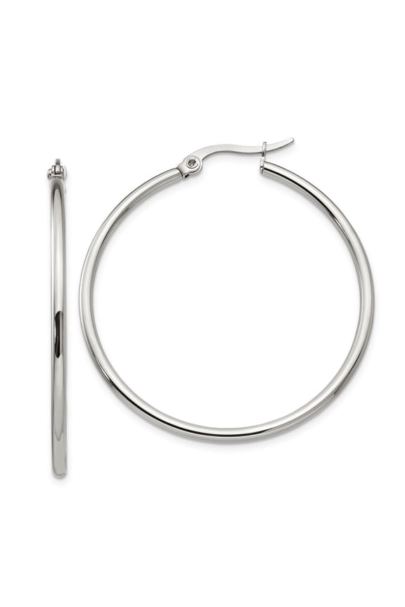 White Stainless Steel Earring Hoop Women'S 40 mm 2