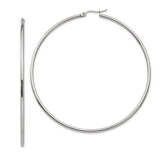 White Stainless Steel Earring Hoop Women'S 70 mm 2