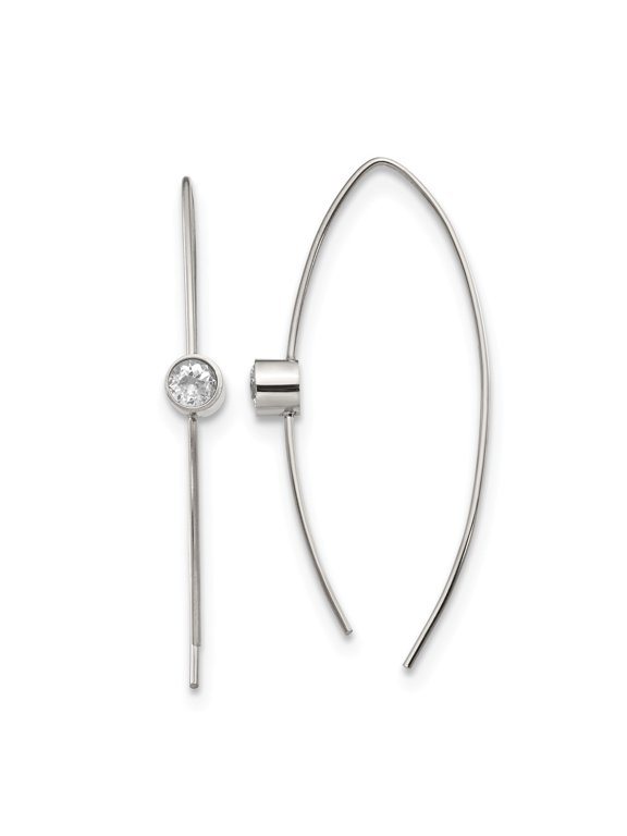 White Stainless Steel Earring Threaders Women'S 50 mm 0.8