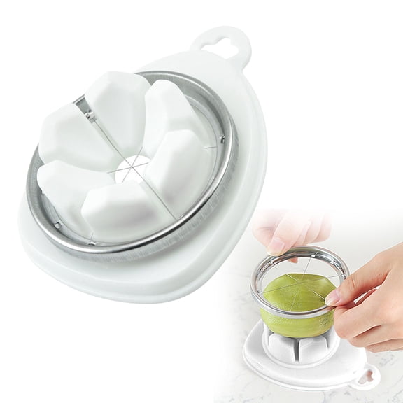 White Stainless Steel Multi-Segment Egg Slicer with Non-Slip Base, 12x9cm for Hard Boiled Eggs, Preserved Eggs, Soft Fruits, Salads, Baking, Breakfast, and Food Decoration