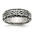 thumbnail image 1 of White Stainless Steel Ring Band Wedding 7mm Antiqued, 1 of 5