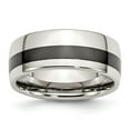 thumbnail image 1 of White Stainless Steel Ring Band Wedding Black Ceramic, 1 of 6