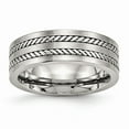 thumbnail image 1 of White Stainless Steel Ring Band Wedding Brushed and Polished Twisted 7.00mm, 1 of 6