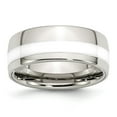thumbnail image 1 of White Stainless Steel Ring Band Wedding Ceramic Polished Inlay 9.00mm, 1 of 6