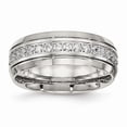 thumbnail image 1 of White Stainless Steel Ring Band Wedding Comfort Cubic Zirconia CZ, 1 of 7