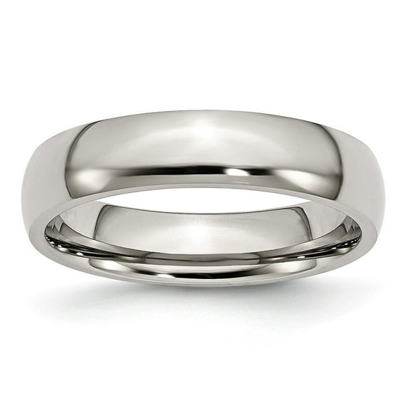 White Stainless Steel Ring Band Wedding Comfort Domed