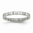 thumbnail image 1 of White Stainless Steel Ring Band Wedding Cubic Zirconia CZ, 1 of 7