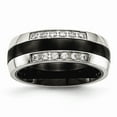thumbnail image 1 of White Stainless Steel Ring Band Wedding Cubic Zirconia CZ, 1 of 7
