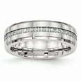 thumbnail image 1 of White Stainless Steel Ring Band Wedding Cubic Zirconia CZ, 1 of 6