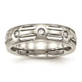 thumbnail image 1 of White Stainless Steel Ring Band Wedding Cubic Zirconia CZ, 1 of 6