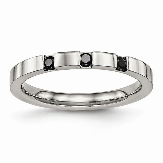 White Stainless Steel Ring Band Wedding Cubic Zirconia CZ