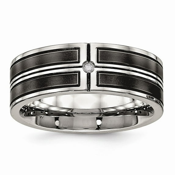 White Stainless Steel Ring Band Wedding Cubic Zirconia CZ