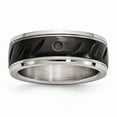 thumbnail image 1 of White Stainless Steel Ring Band Wedding Polished Black IP Grooved, 1 of 6