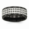 thumbnail image 1 of White Stainless Steel Ring Band Wedding Polished Black IP Textured, 1 of 6