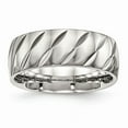 thumbnail image 1 of White Stainless Steel Ring Band Wedding Polished diamond-cut, 1 of 6