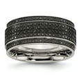 thumbnail image 1 of White Stainless Steel Ring Band Wedding Ridged Diamond, 1 of 7