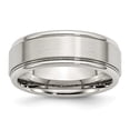 thumbnail image 1 of White Stainless Steel Ring Band Wedding Ridged Standard, 1 of 5