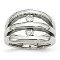 thumbnail image 1 of White Stainless Steel Ring Band with Stones Cubic Zirconia CZ, 1 of 7