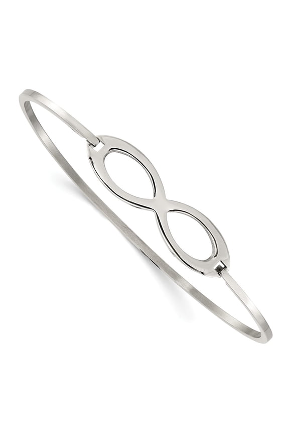 White Stainless Steel bracelet Bangle 2 mm Polished Infinity Symbol