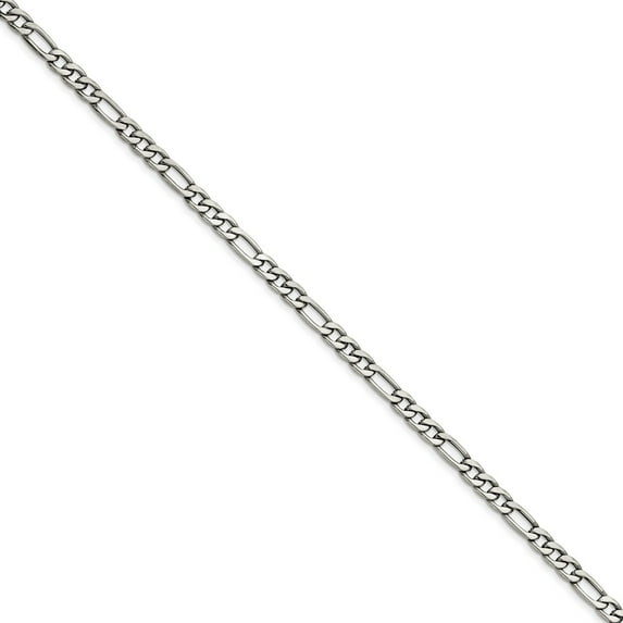 White Stainless Steel bracelet Chain style Figaro 8 in 6.3 mm
