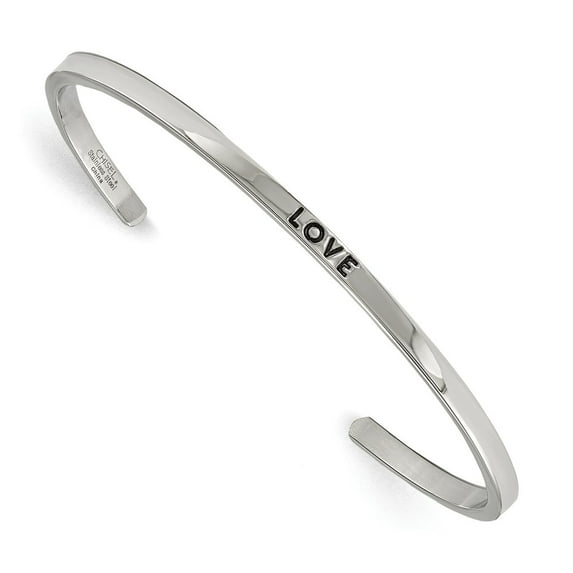 White Stainless Steel bracelet Cuff Cubic Zirconia CZ 3 mm
