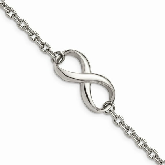 White Stainless Steel bracelet Fancy 7.5 in 4 mm Polished Infinity Symbol and Link