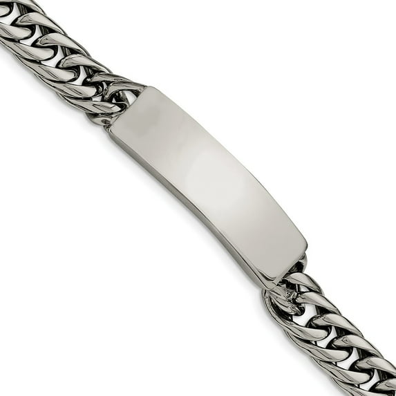 White Stainless Steel bracelet ID Curb Open Back 8.5 in 10 mm