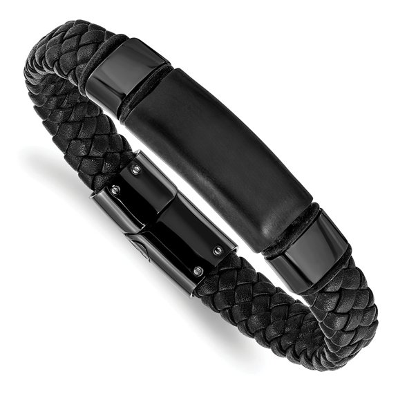 White Stainless Steel bracelet Men's Black 8.25 in