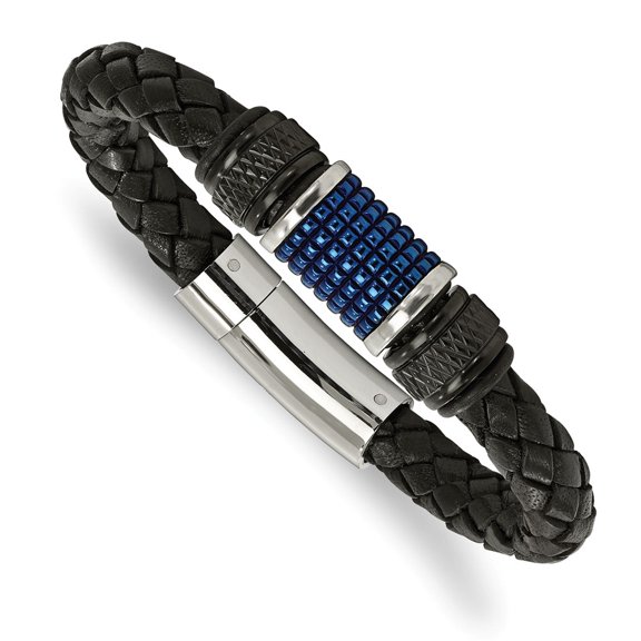 White Stainless Steel bracelet Men's Blue Black 8.5 in