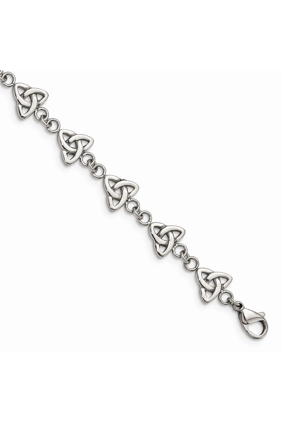 White Stainless Steel bracelet Themed 7 in Polished Trinity Knot 7in