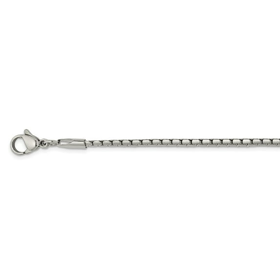 White Stainless Steel necklace Box chain 22 in 2.5 mm