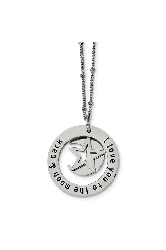 White Stainless Steel necklace Curb with pendant Themed Black 20 in 1.51 mm