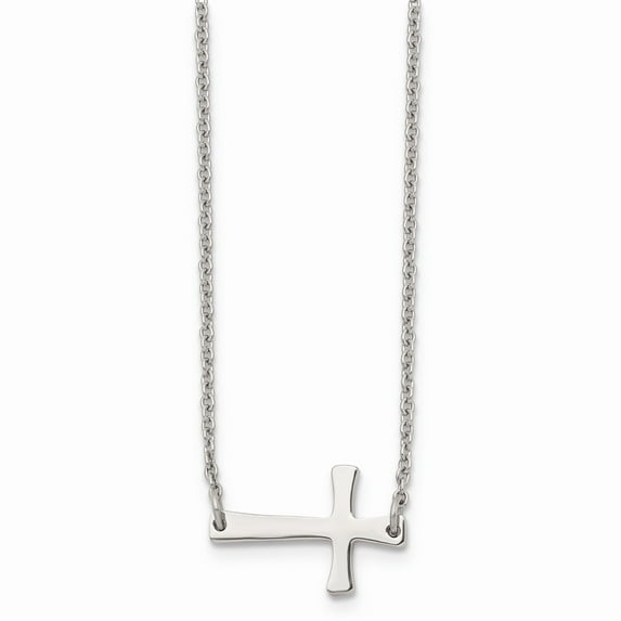 White Stainless Steel necklace with pendant 16.75 in 2 mm