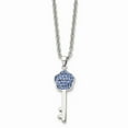 thumbnail image 1 of White Stainless Steel necklace with pendant Crystal Blue 18 in, 1 of 3