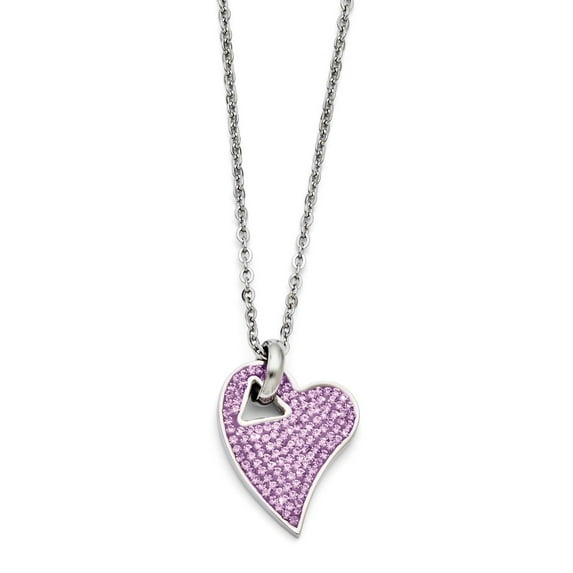 White Stainless Steel necklace with pendant Crystal Purple 38 mm 23 18 in 2