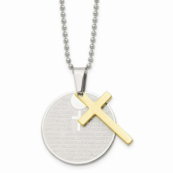 White Stainless Steel necklace with pendant Men's 20 in