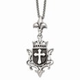 thumbnail image 1 of White Stainless Steel necklace with pendant Men's 22 in, 1 of 3