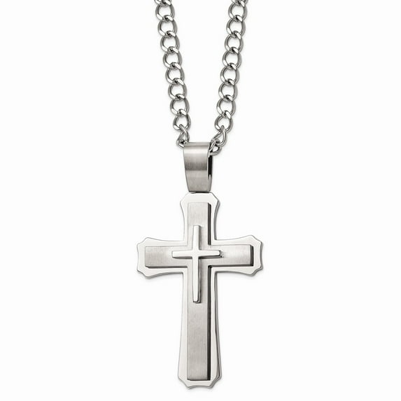 White Stainless Steel necklace with pendant Men's 24 in 55 mm 8