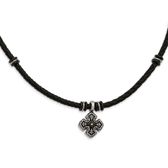 White Stainless Steel necklace with pendant Men's Cubic Zirconia CZ 21 in