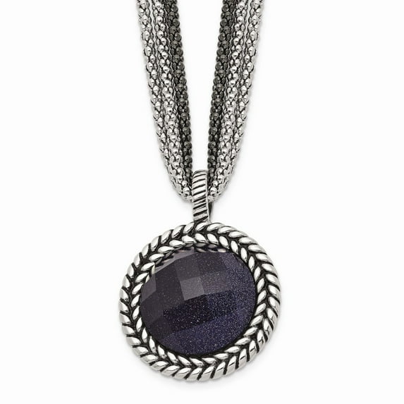 White Stainless Steel necklace with pendant Sand Stone 18 in