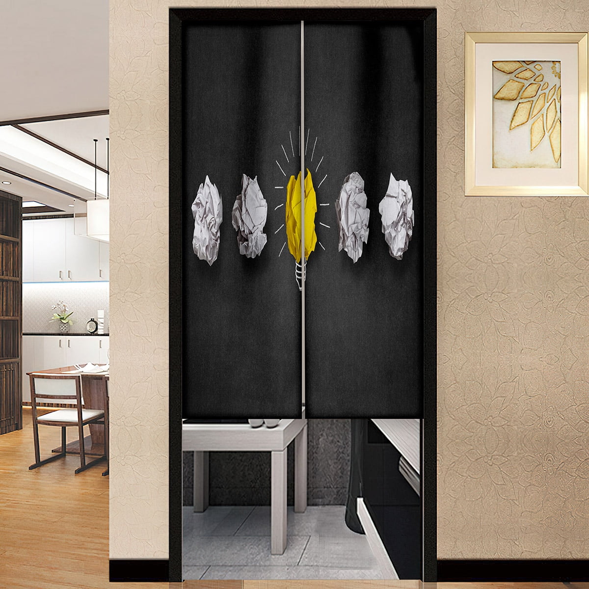 White Stairs Blue Background Simple Door Curtain Dust Proof Partition Home  Kitchen Cover with Half Doorway Curtains No Punching - Walmart.com, image size:1200x1200