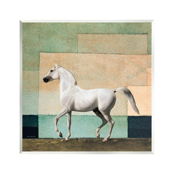 White Stallion Geometric Composition Animals & Insects Graphic Art Unframed Art Print Wall Art