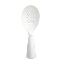 White Standable Rice Scoop With Smiling Face Design Non-Stick Plastic Serving Spoon For Rice Cooker Or Kitchen Use 8.07X2.76X1.38 Inch