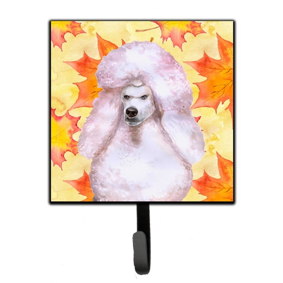 White Standard Poodle Fall Leash or Key Holder Yellow