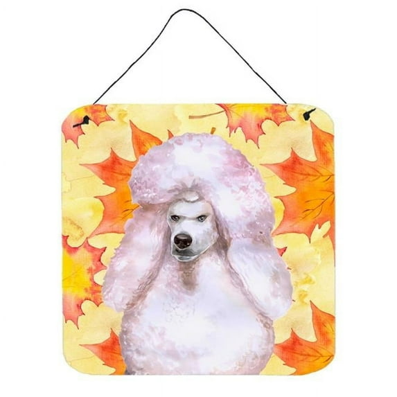 White Standard Poodle Fall Wall or Door Hanging Prints, 6 x 6 in.